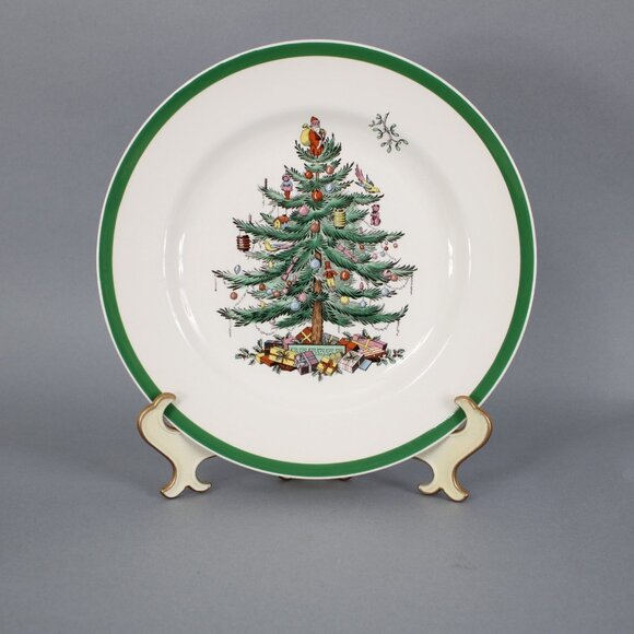 Spode 10" Plate White Green Multi Color Christmas Tree S3324 10" Plate - Picture 1 of 12